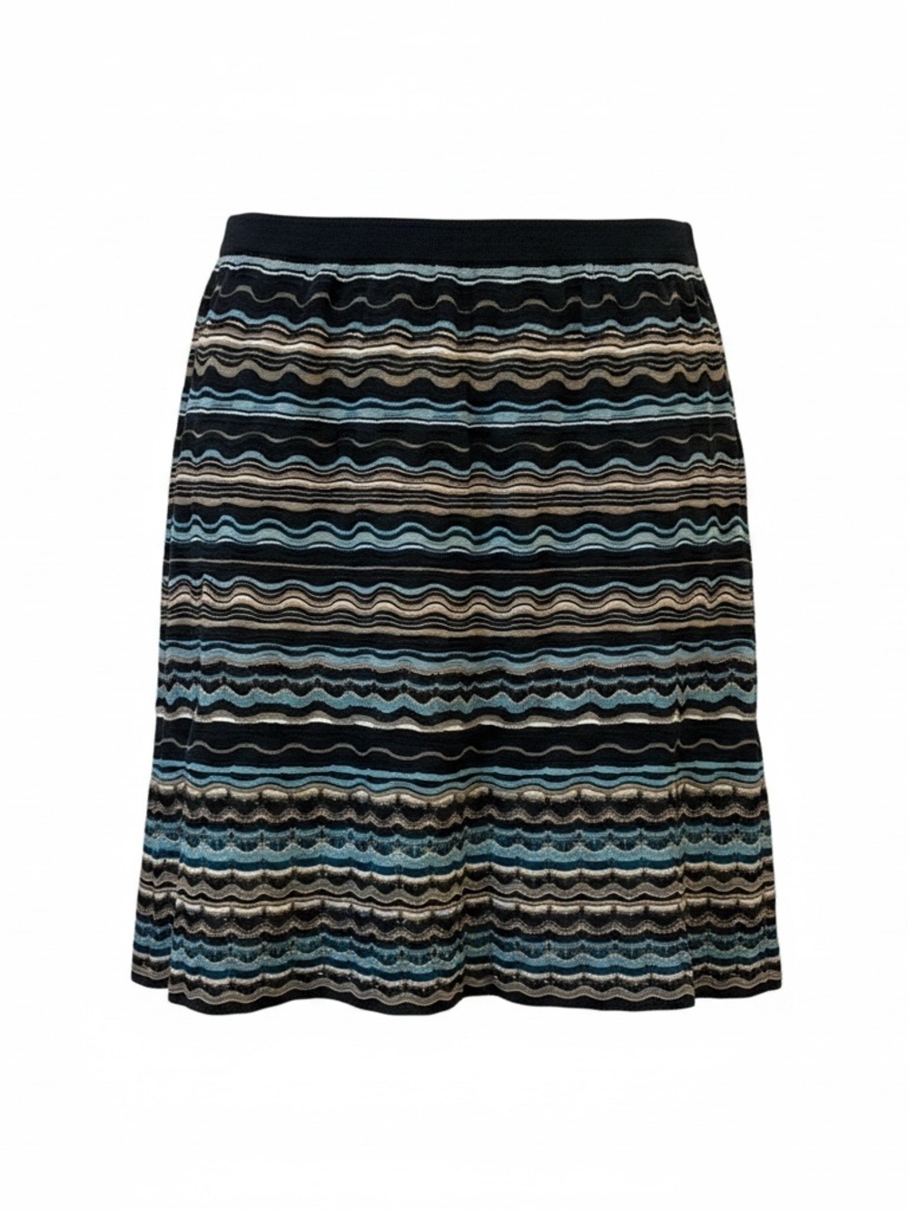 M Missoni Made in Italy Multicolor Signature Knit Skirt IT Size 46 Merino Wool